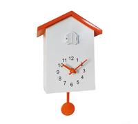 Vootnifig Modern Cuckoo Clock for battery Operated Wall Decor with Pendulum for Living Room Bedroom Kitchen Office(White+Orange)