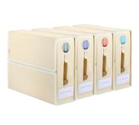 Voova 4 Pack Foldable Bed Sheet Organiser Storage, Folding Bedding Organizer Box with Clear Window and Zip for Sheets, Duvet Covers, Blankets, Pillows, Clothes and Towels(Queen & King Size), Apricot
