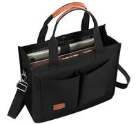 Voova Large Canvas Tote Bag for Women, Ladies Work Bags with 13-14” Laptop Compartment & Shoulder Strap, Shoulder Bag Handbag Totes for School Work Travel, Black