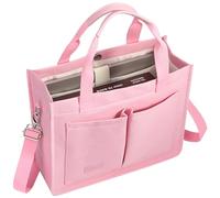 Voova Large Canvas Tote Bag for Women, Ladies Work Bags with 13-14” Laptop Compartment & Shoulder Strap, Shoulder Bag Handbag Totes for School Work Travel, Pink