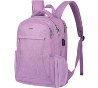 Voova Travel Laptop Backpack for Women & Men, Lightweight Business Rucksack Work Bag with USB Charging Port, Anti Theft Backpack Waterproof Slim School Rucksack Fits 15.6 Inch Laptop, Purple