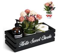 VOOWO Hello Sweet Cheeks Bathroom Decor Box, Nice Butt Bathroom Decor Box, Funny Toilet Paper Holder Wooden Toilet Paper Box for Rustic Farmhouse Bathroom Decor, Storage Baskets for Bathroom (Black)