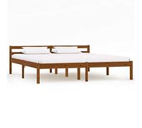Vopese Bed Frame Light Brown Solid Pine Wood 160x200 cm, Bedstead Platform Bed for Adults and Teenagers, Bedroom Dorm Guest Room Furniture Type1