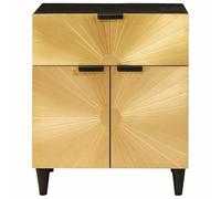 Vopese Bedside Table, Modern Black and Gold Sofa Table with Storage, 50 x 33 x 60 cm Solid Mango Wood, for Bedroom Living Room Home Office