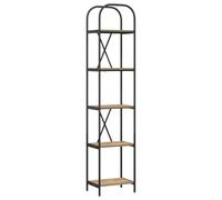 Vopese Bookshelf, modern rectangular design with open shelves, 40 x 30 x 183 cm, engineered wood with black steel legs, living room bedroom office