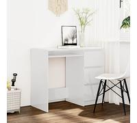 Vopese Desk High Gloss White 90x45x76 cm Engineered Wood, Office Writing Desks, Computer Desk, Workstation Study Working Desk for Home Office Bedroom