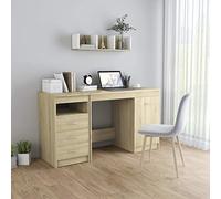 Vopese Desk Sonoma Oak 140x50x76 cm Engineered Wood, Office Writing Desks, Computer Desk, Workstation Study Working Desk for Home Office Bedroom