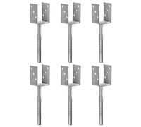 Vopese Fence Anchors 6 pcs Silver 7x6x30 cm Galvanised Steel, Fence Post Repair, Fence Post Anchor Ground Spike for Repair Tilted Fence Post, Easy to Install & Double Firm