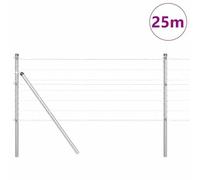 Vopese Fence with Posts Silver 0.8 x 25 m Steel Decorative Metal Garden Fence, Suitable for Outdoor Courtyard Lawn Animal Barrier ZSSCJ-UK3350510UK