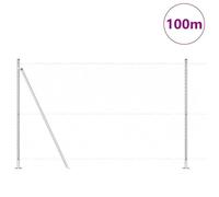 Vopese Fence with Posts Silver 1.4 x 100 m PVC-Coated Steel Decorative Metal Garden Fence, Suitable for Outdoor Courtyard Lawn Animal Barrier ZSSCJ-UK3353877UK
