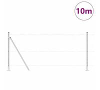 Vopese Fence with Posts Silver 1 x 10 m PVC-Coated Steel Decorative Metal Garden Fence, Suitable for Outdoor Courtyard Lawn Animal Barrier ZSSCJ-UK3353764UK
