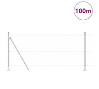 Vopese Fence with Posts Silver 1 x 100 m PVC-Coated Steel Decorative Metal Garden Fence, Suitable for Outdoor Courtyard Lawn Animal Barrier ZSSCJ-UK3353871UK
