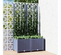 Vopese Garden Planter with Trellis Dark Grey 80x40x136 cm Polypropylene, Garden Trough Planter with Panel Climbing Plant Holder for Patio Yard, Flower Box, Outdoor Entrance Balcony Raised Bed