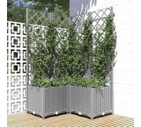 Vopese Garden Planter with Trellis, Outdoor Raised Bed Planter Box for Climbing Plants, 80x80x136 cm, PP Plastic, Rectangle Patio Planter for Terrace Backyard Lawn Garden