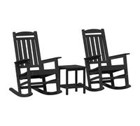 Vopese Rocking Chair 3 pcs Black Polyethylene Suitable for multiple users in gardens, lawns, and courtyards ZSSCJ-UK3335816UK