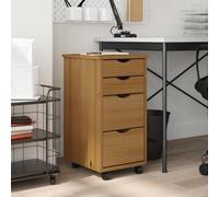 Vopese Rolling Cabinet with Drawers MOSS Light Brown Solid Wood Pine, Rolling Filing Cabinet Mobile File Cabinet Drawer File Cabinet Home Office File Cabinet