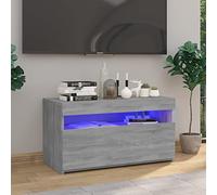 Vopese TV Cabinet with LED Lights Grey Sonoma 75x35x40 cm, Entertainment Centre Cabinet, TV Stand Hifi Cabinet Stereo Cabinet TV Unit Living Room Furniture Home Indoor Storage Chest