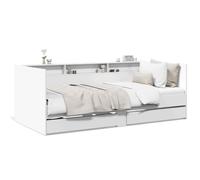 Vopese White 90x190 cm Daybed with Drawers, Convertible, Under-bed Storage, Engineered Wood Frame, Adult Size, Trundle Bed