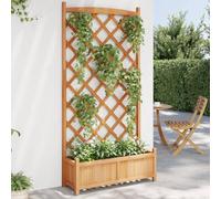 Vopese Wooden Planter with Trellis,Solid Fir Wood Garden Trough Planter with Panel Climbing Plant Holder for Patio Yard Outdoor Entrance Balcony Raised Bed Flower Box,forVine Climbing Plants Roses Ivy
