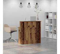 Vopese Wooden reception desk,Stylish and functional workspace with storage compartments,Old wood engineered wood medium reception desk,Dimensions 17x34x40.7 inches for office salon healthcare facility