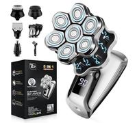 VOPH Head Shavers for Bald Men, 7D Floating Blades Electric Razor with Magnetic Detachable Heads, IPX7 Waterproof Rotary Shaver 5-in-1 Self-Grooming Kit Gift for Balder