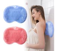 VOPHIA 2 Pack Shower Back & Foot Scrubber, Silicone Bath Massage Cushion Brush with Suction Cups, Foot Mat Exfoliating Dead Skin Foot Brush (L-Pink Blue)