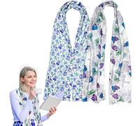 VOPHIA 2 Pack Women Bib Dining Scarf Washable Microsuede Food Clothing Protectors Floral Dining Mouth Towel Scarf (Butterfly)