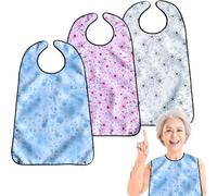 VOPHIA 3 Pack Adult Bibs for Women Washable Bib Reusable Waterproof Clothing Protector with Optional Crumb Catcher (Refreshing)