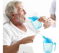 VOPHIA Drinking Beaker Cup for Disabled Adults, Convalescent No Spill Feeding Cup with Straw for Elderly Maternity Drink Water Porridge Soup 350ml (Blue)