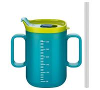 VOPHIA Senior Water Cup Sippy Cups for Elderly, Safe Silicone Spill Proof Cups with 2 Handles Straw and Lid for Adults for Hospital Patients, Elderly, Pregnant, and Disabled (Blue-1 Pack)