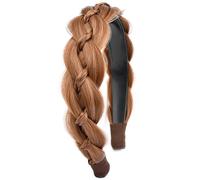 VOPPIS Wide Braided Headband with Teeth Synthetic Hair Plaited Headband Fishtail Braided Hair Band Hairpiece for Girls Women Beauty Accessory (Strawberry Blonde, Wide)