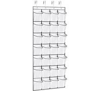 VOPTON 28Large Pockets Over The Door Shoe Organizer, Hanging Shoe Organizer for Closet, Premium Clear Shoe Rack for Door, Shoes Hanger Organizers Storage Holder for Back of Door and 4Metal Hook White