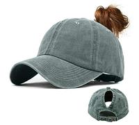 Voqeen Ponytail Baseball Hat Cap Unisex Washed Trucker Hat Cap Adjustable Spring Autumn Solid Color Baseball Cap Ourdoor Sun Visor PonyCaps (ArmyGreen)