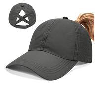 Voqeen Womens Baseball Cap Ponytail Quick Drying Ladies Sun Caps Outdoor Summer Hat with Pony Tail Hole High Bun Adjustable Ponycap Sports Unisex Dark Grey