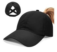 Voqeen Womens Baseball Cap Ponytail Quick Drying Ladies Sun Caps Outdoor Summer Hat with Pony Tail Hole High Bun Adjustable Ponycap Sports Unisex Black
