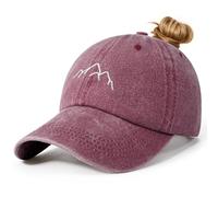 Voqeen Womens Baseball Cap Ponytail Vintage Ladies Sun Caps Summer Adjustable with High Pony Tails Hole Embroidered Washed Sun Hat Unisex