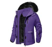 Voqeen Women's Winter Jackets Waterproof Warm Fleece Coat Outdoor Ski Jacket with Zip Pockets Detachable Hood for Hiking Camping