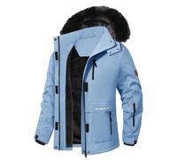 Voqeen Women's Winter Jackets Waterproof Warm Fleece Coat Outdoor Ski Jacket with Zip Pockets Detachable Hood for Hiking Camping