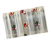 VOQGHTU Decorative Lace Window Short Curtain with Christmas Embroidery Soft Light Filtering Polyester Valance Quick Setups Holiday Curtain