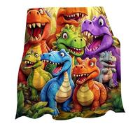 VOQGHTU Smiling Dinosaur Throw Blanket,Soft Funny Throw Blanket,Cute Blankets,Cartoon Animal Blankets,3d Dinosaur,Cute Smiling Dinosaurs Digital Print Flannel,Home Bedroom & Couch Bed Decor