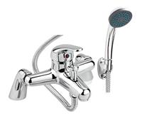 VORACIS Bath Shower Mixer Tap Chrome Brass Single Lever | 1.5m Hose & 3-Mode Handset | Ceramic Disc Control | Deck Mounted | G3/4in Inlets | Polished Chrome Finish