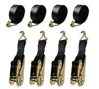 VORACIS Ratchet Straps 4 Pack | 25mm x 6m Heavy Duty Tie Down Lashing Straps | Claw Hooks | Black Cargo Tie Downs for Car, Trailer, Motorcycle, Kayak & Outdoor Loads