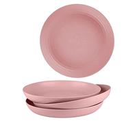 VORAE 4pcs Dinner Plates 7.8'' Plastic Plates for Kid & Adults, Multi-Use Dinner Party Plates Unbreakable, Lightweight, Reusable for Picnic Dessert Pizza Pasta Bread Snack Salad (Pink, 20cm (7.8''))