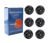 VORAE 6Pcs Pickleball Balls with 40 Small Precisely Drilled Holes, Durable Pickleball Training Balls for Indoor Outdoor Sports Accessories (Black)