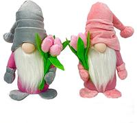 VORAE Mothers Day Gonk Ornament, Plush Valentines Gonk Handmade Gnome Dolls Mini Faceless Tomte Dwarf Elf Decoration for Mother's & Valentine's Day Gift (A+H)