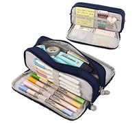 VORAE Pencil Case Large Pencil Cases for Girls Boys Big Capacity Pencil Pouch with 3 Compartments School Stationary Office Storage Makeup Bag for Kids Teenage Adults (Navy)