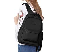 VORAE School Backpack for Girls, Waterproof Back to School Bag Suitable for Primary Secondary School, Unisex Casual Daypack Solid Color Rucksack for Boys Girls Teens (Black)