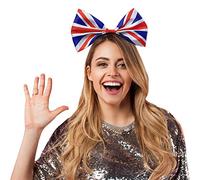 VORAE Union Jack Headband, Great Britain Flag Bow Headband Queens Platinum Jubilee Decorations 2022 Headdress UK Hairband for Fancy Dress Photo Props Cosplay Party Decor (1 Pack)