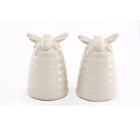 VORAGA Ceramic Bee Hive Salt & Pepper Shakers - Cream - 8.3 cm