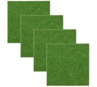 VORCOOL 4pcs Life-Like Fairy Artificial Grass Mat Grass Lawn Miniature Ornament Garden Dollhouse Craft Pot 15 x 15CM (Green)